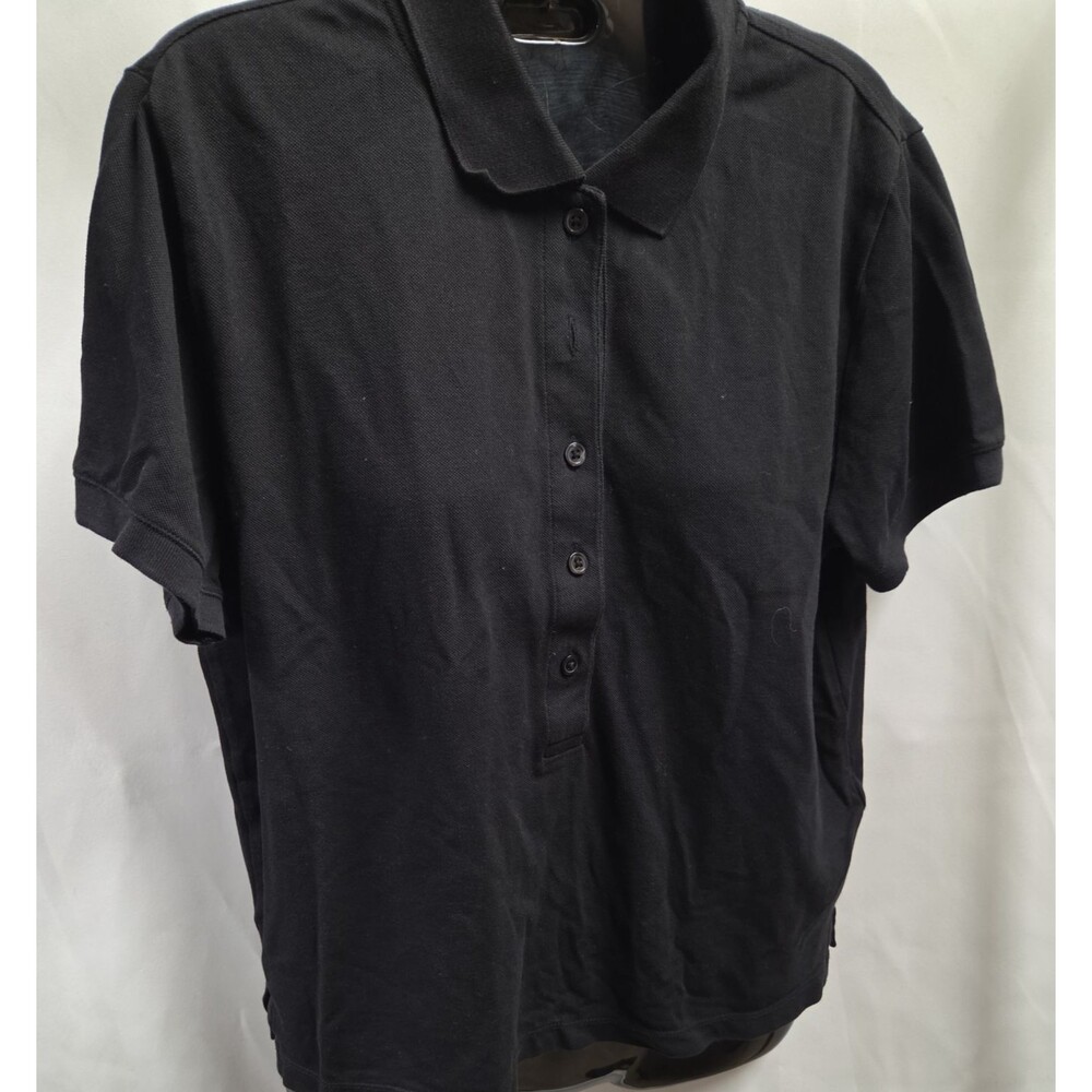 Athleta On the Go Pique Short Sleeve Polo Shirt Charcoal Black Golf Womens M
